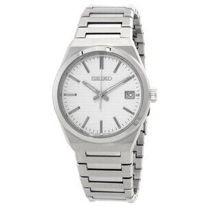 NWT Authentic Seiko Classic Quartz White Dial Men's Watch